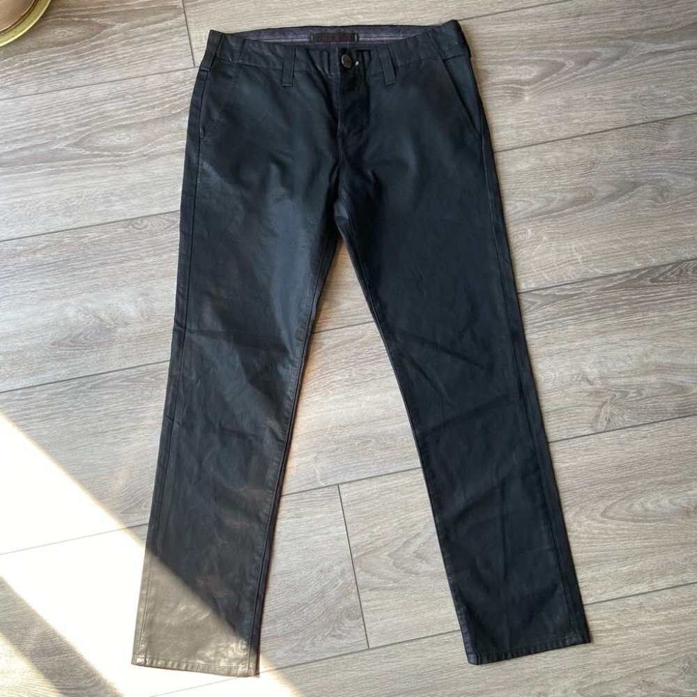 J Brand Inez Coated Slim Fit Cropped Pants Button Fly